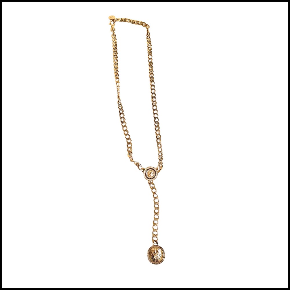 ALDO Gold Chain Belt Lion Medallion Charm Embellished Y2K Accessory